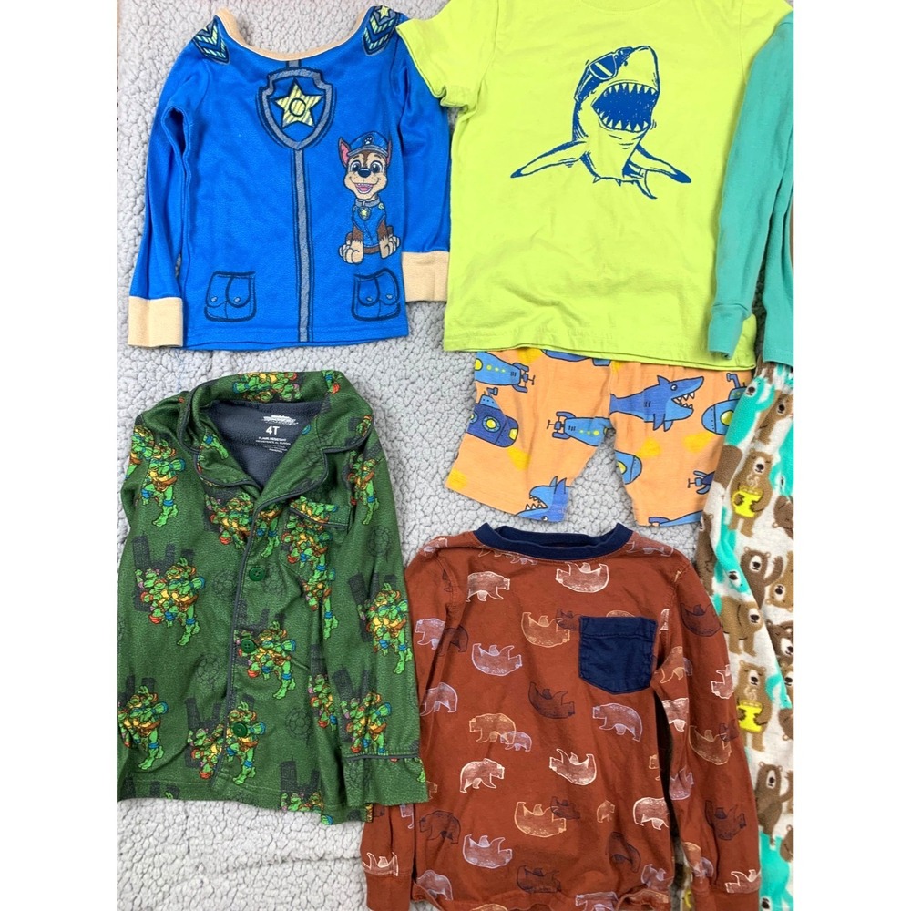 Boys 4T Clothing Bundle Lot 12pc Pajamas Shirts Spider-Man Paw Patrol Buzz Light - Picture 6 of 10